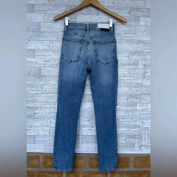 RE/DONE 90s High Rise Ankle Crop Distressed Jeans size 24 - Picture 7 of 12